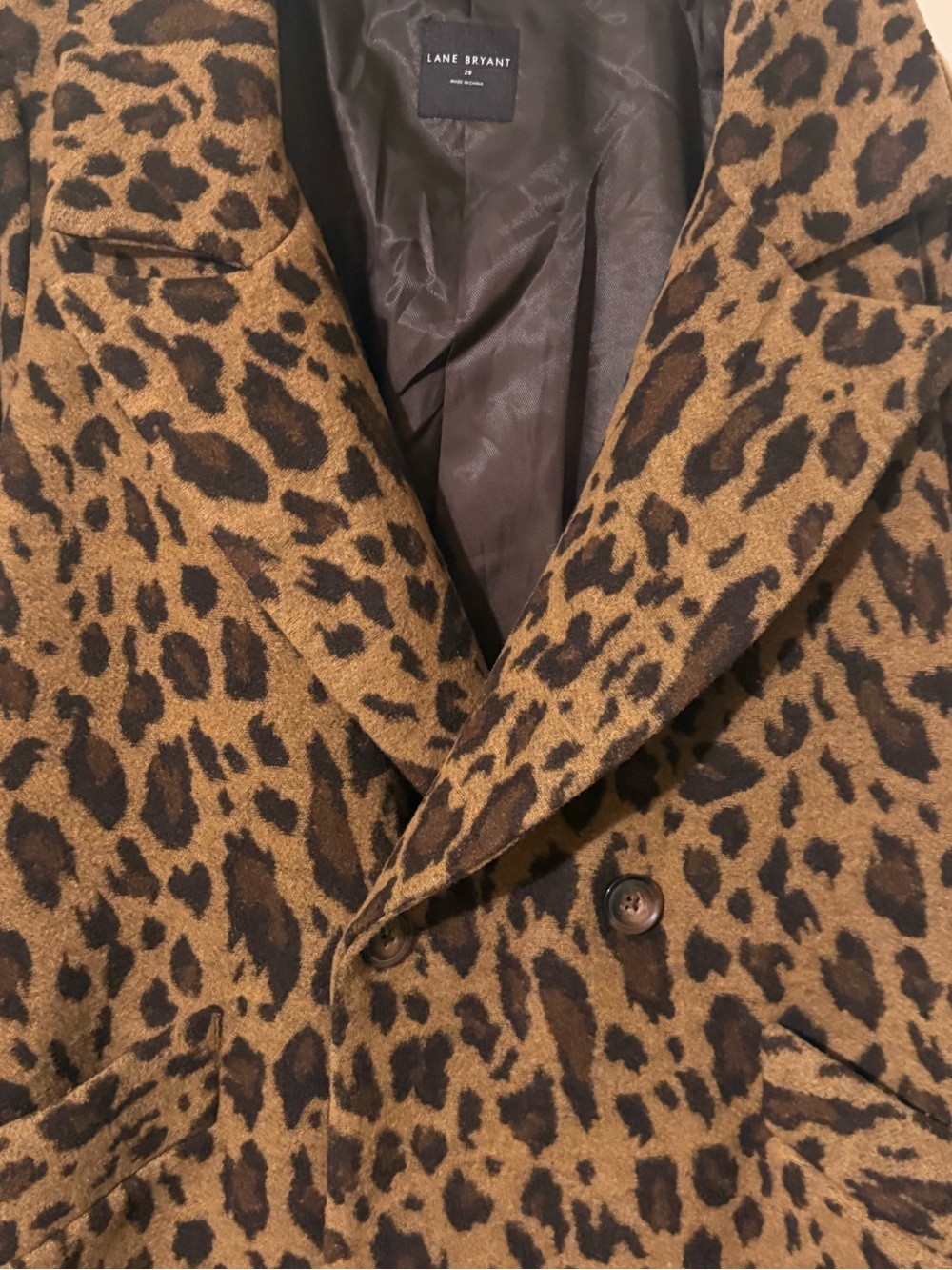 Lane Bryant Leopard Print Pea Coat - Brown/Black Sz 20 - Picture 3 of 15